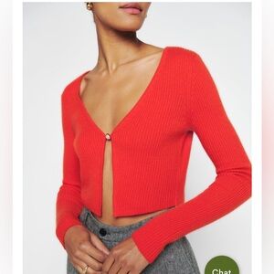 Reformation Angel Cropped Cashmere Cardigan in Paprika
